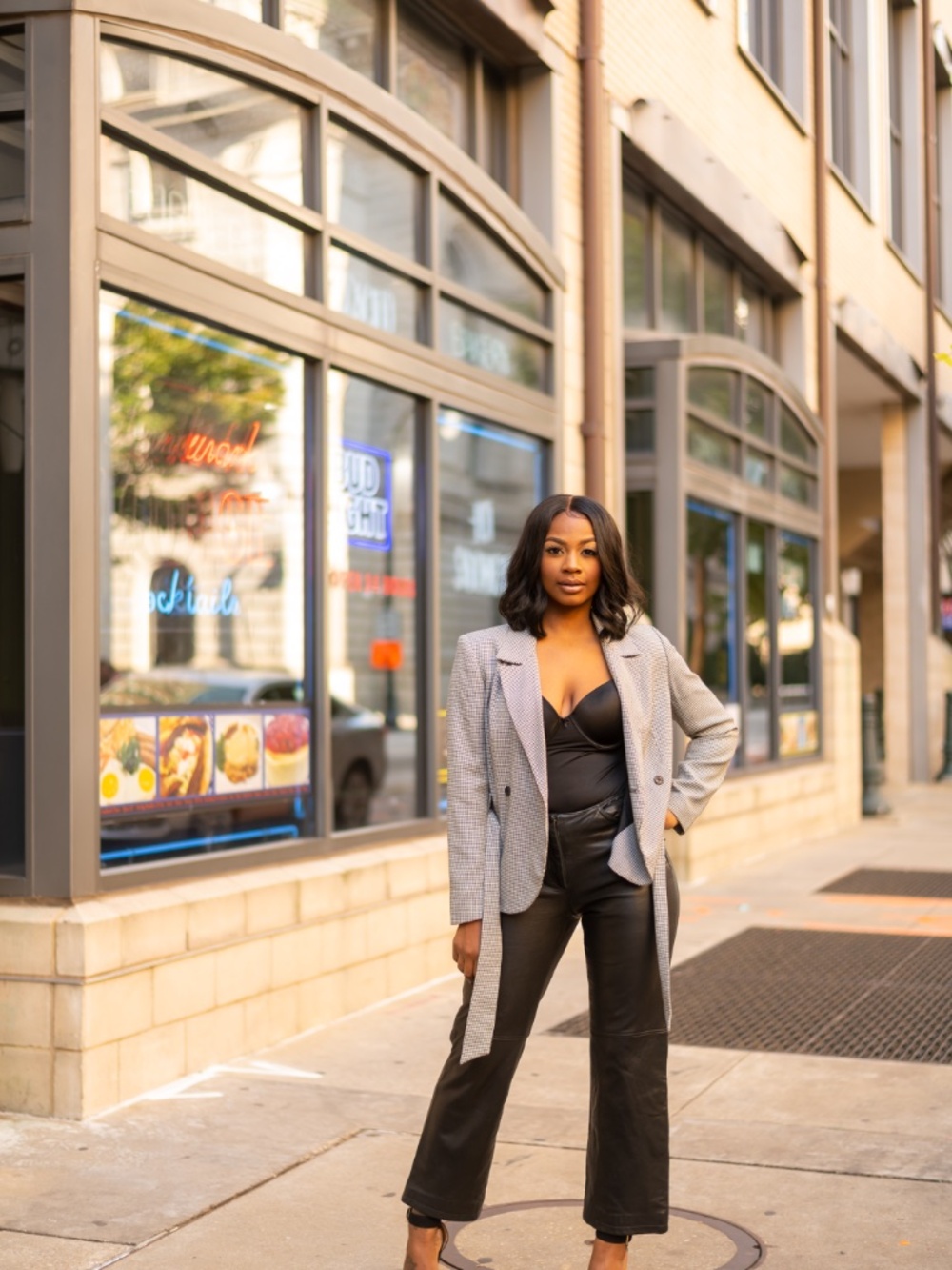 Moda Spiegel Houndstooth Belted Blazer - Picture 9 of 11